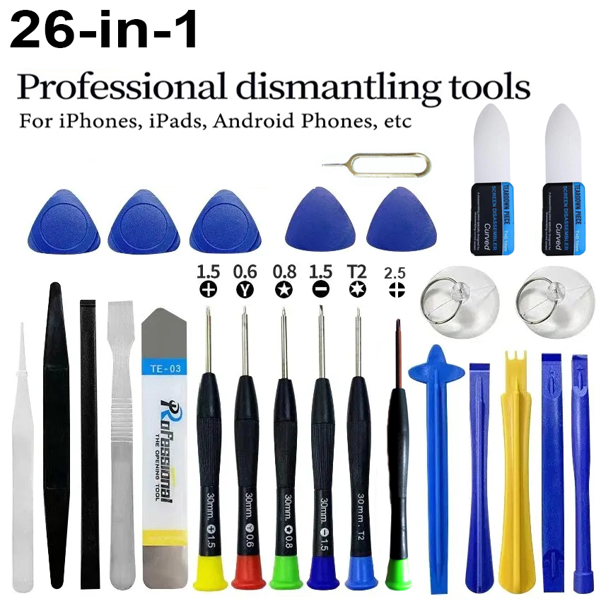 Electronics Repair Equipment - 26-in-1 Handy-Reparatur-Werkzeugset Professionelles Schraubendreher-Kit mit Hebelwerkzeug