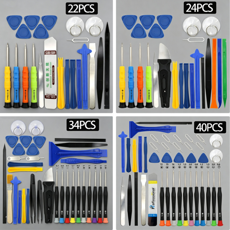 Electronics Repair Equipment - Multifunktionales Reparaturset, 22/24/34/40-teiliges Set, Schraubendreher-Werkzeug für