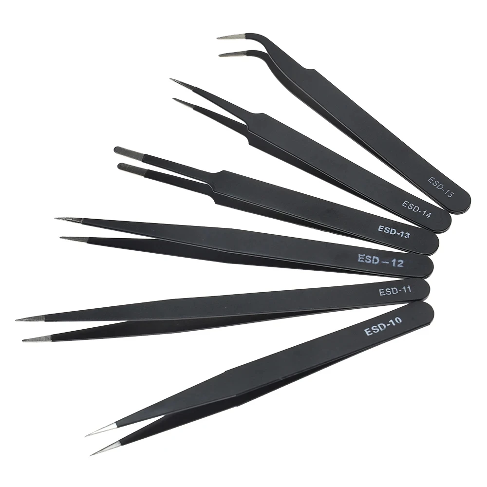 Electronics Repair Tool Kit - Galacok 6-teiliges Präzisions-Pinzetten-Set ESD Antistatische Edelstahl-Pinzetten